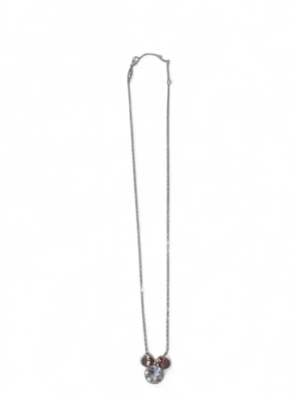 Disney Silver-Tone Necklace with Clear and Pink Stones